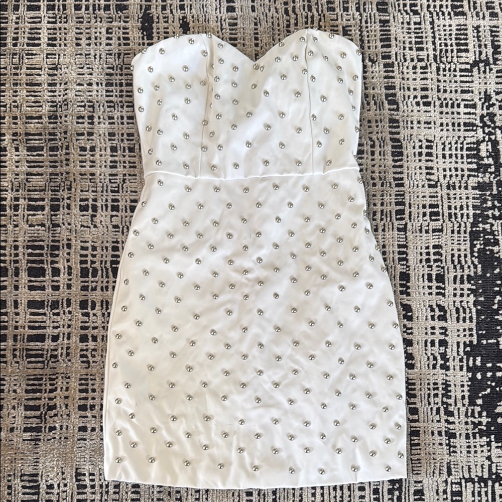 Revolve superdown White Strapless faux leather Dress with studs